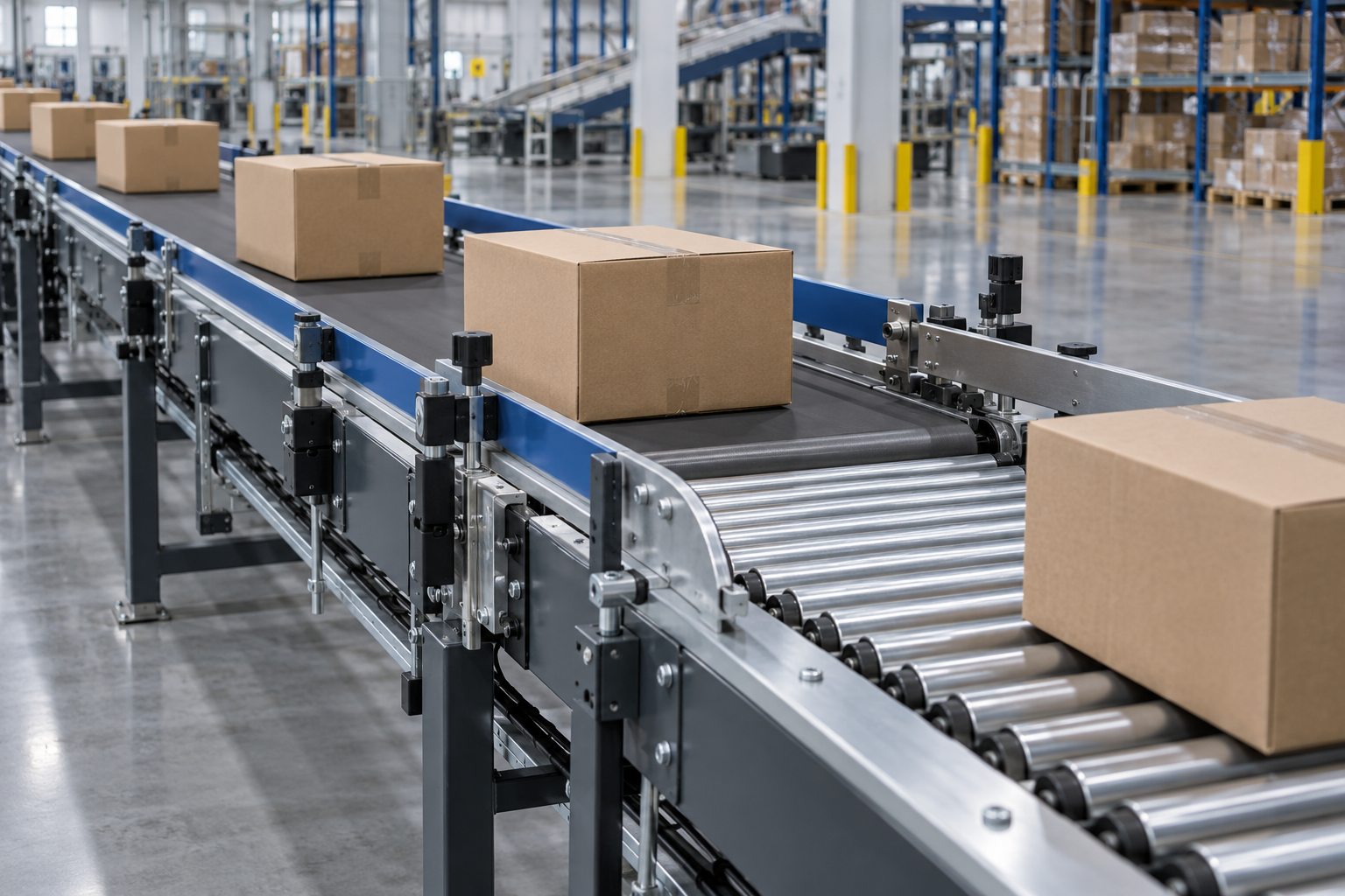 Illustrative conveyor system for warehouse material handling